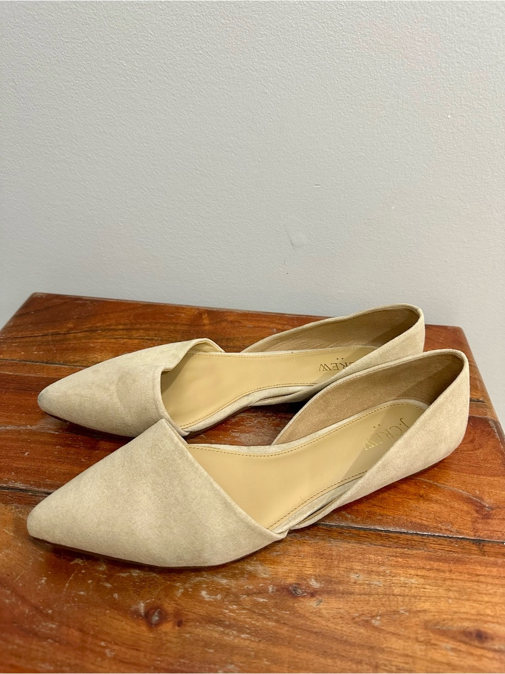 J.Crew Women's Beige Leather Suede Pointed Zoe D'Orsay Flats 8.5